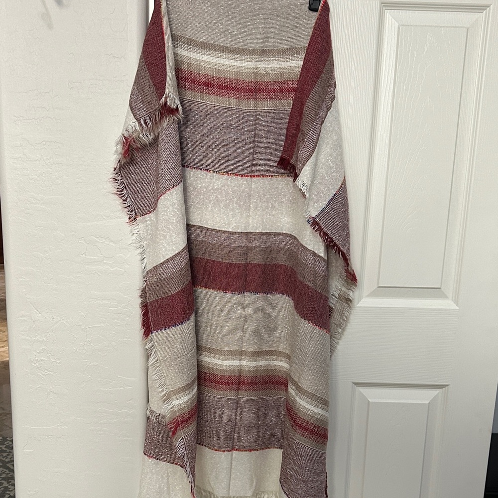 Striped Red and Cream Shawl